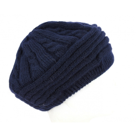 Béret Baroni Angora & Laine Bleu Marine- Traclet