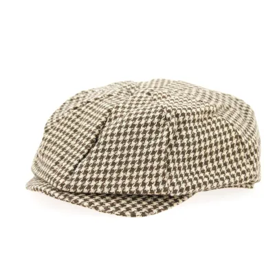 Brown Houndstooth Irish Cap - Traclet Reference: 7847 | Traclet Hat Shop