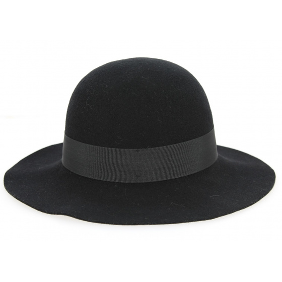 Elianne Wide Brim Wool Felt Hat Black - Traclet