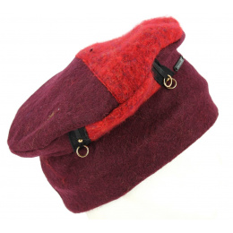 Toque Femme Jussas Laine Rouge & Prune- Traclet