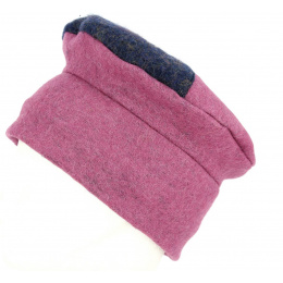 Toque Femme Jussas Laine Marine & Mauve- Traclet