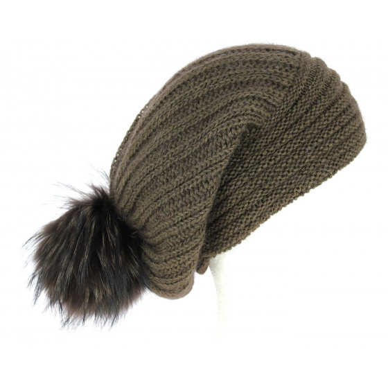 Long Lachenal Wool & Mohair Chocolate Brown Beanie - Traclet