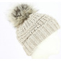 Imola Alpaca & Wool Beanie with Pompom Beige - Traclet