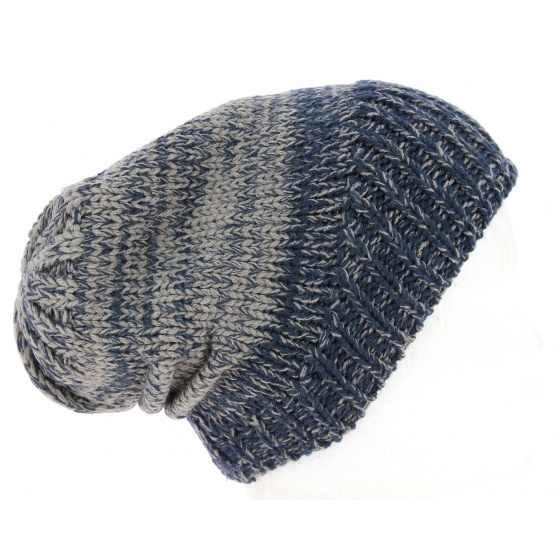 Blue & Grey Brighton Long Acrylic Beanie - Barts