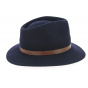Navy Blue Wool Felt Jamer Fedora Hat - Traclet
