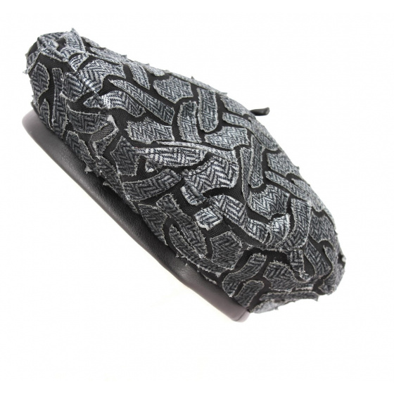 Louison Chevron Black & Gray Beret - Mtm