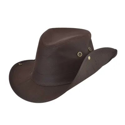 Traveller Medora Waxed Cotton Chocolate Hat - Bullhide Reference: 4740 | Traclet Hat Shop