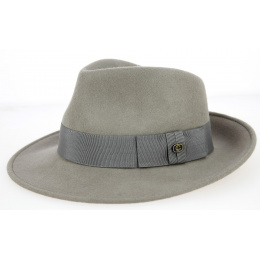 Grey fedora hat