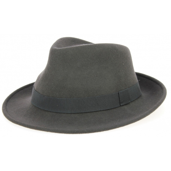 Mouse Grey Wool Felt Fedora Hat - Traclet