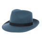Blue Wool Felt Fedora Hat - Traclet
