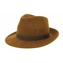 Mocha Wool Felt Fedora Hat - Traclet