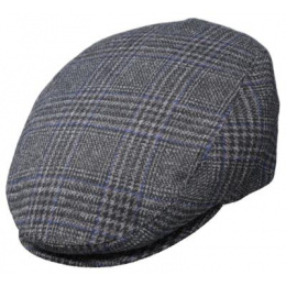 Champdieu Gray and Blue Checkered Flat Cap- Traclet