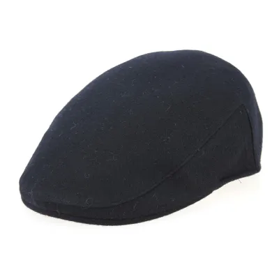 Navy Blue Wool Bottaccia Flat Cap - Traclet Reference: 9837 | Traclet Hat Shop