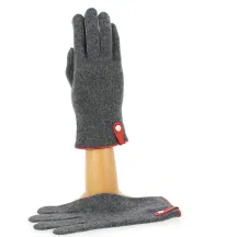 Seville Tactile Gloves Wool & Cashmere Anthracite/Red - Traclet Reference: 8514 | Traclet Hattery