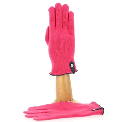 Seville Tactile Gloves Wool & Cashmere Begonia/Navy - Traclet Reference: 8515 | Chapellerie Traclet