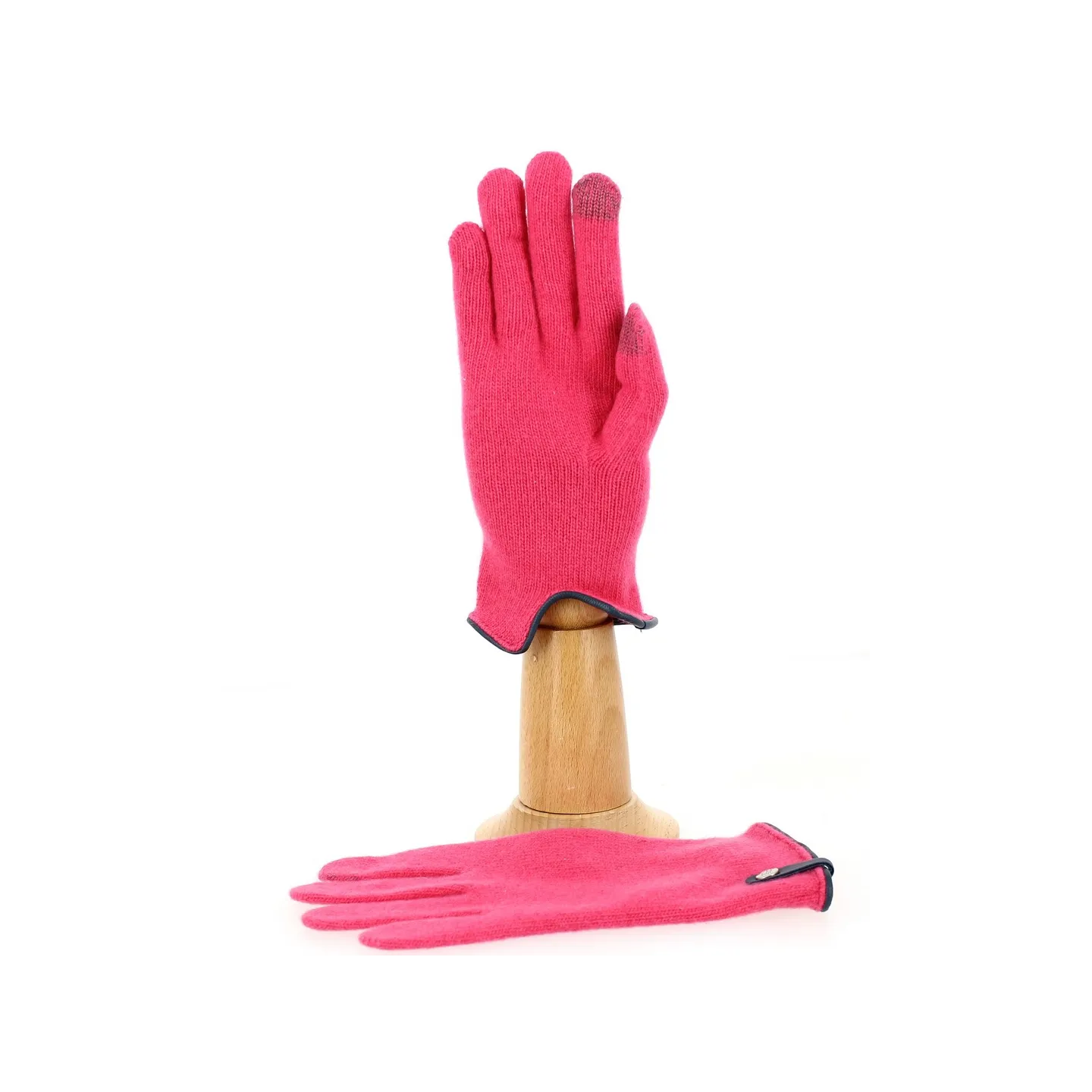 Gants Tactiles Séville Laine & Cachemire Begonia/Marine - Traclet Reference : 8515 | Chapellerie Traclet