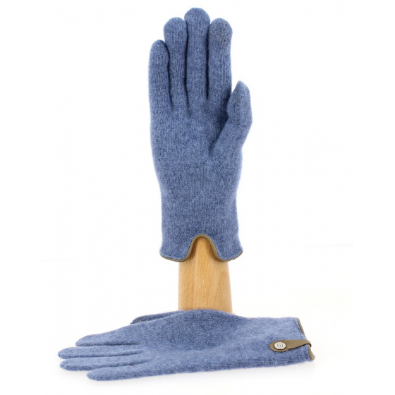 Seville Touchscreen Gloves Wool & Cashmere Blue/Brown - Traclet