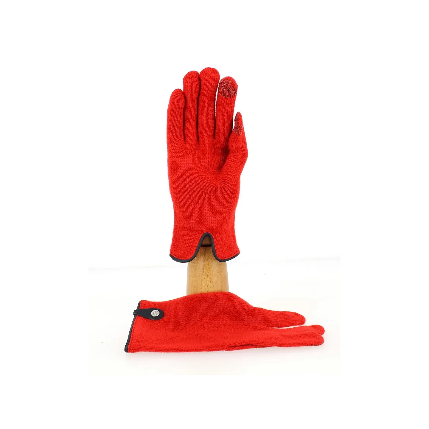 Seville Touch Screen Gloves Wool & Cashmere Red/Navy - Traclet Reference: 9845 | Traclet Hat Shop