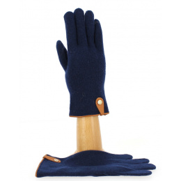 Seville Tactile Gloves Wool & Cashmere Navy/Brown Traclet