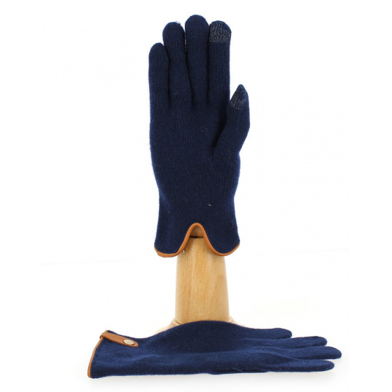 Seville Tactile Gloves Wool & Cashmere Navy/Brown Traclet