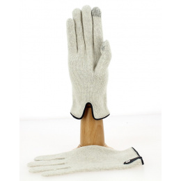 Seville Touchscreen Gloves Wool & Cashmere Cream/Navy - Traclet