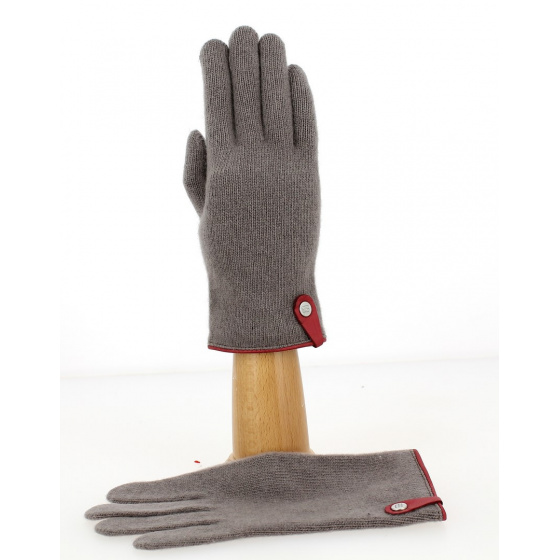 Seville Touch Screen Gloves Wool & Cashmere Taupe/Cherry - Traclet