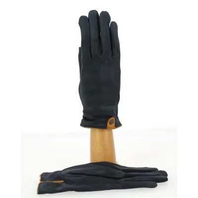 Women's Suede Leather & Wool Gloves Black - Traclet Reference: 9854 | Traclet Hat Shop