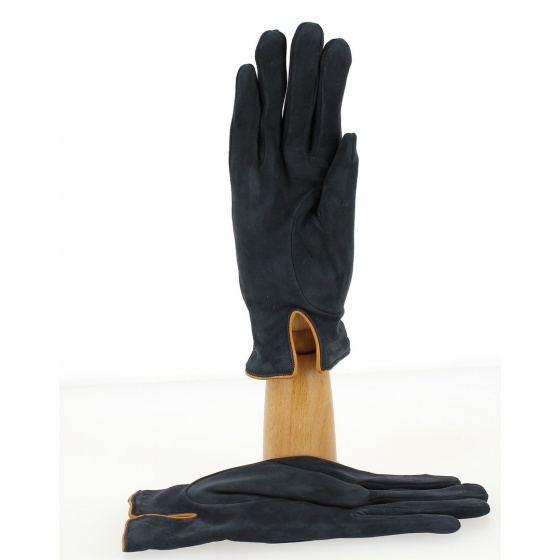 Women's Suede Leather & Wool Gloves Navy - Traclet