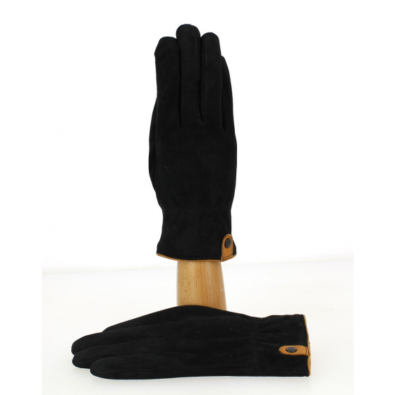 Men's Black Suede Leather & Wool Gloves - Traclet