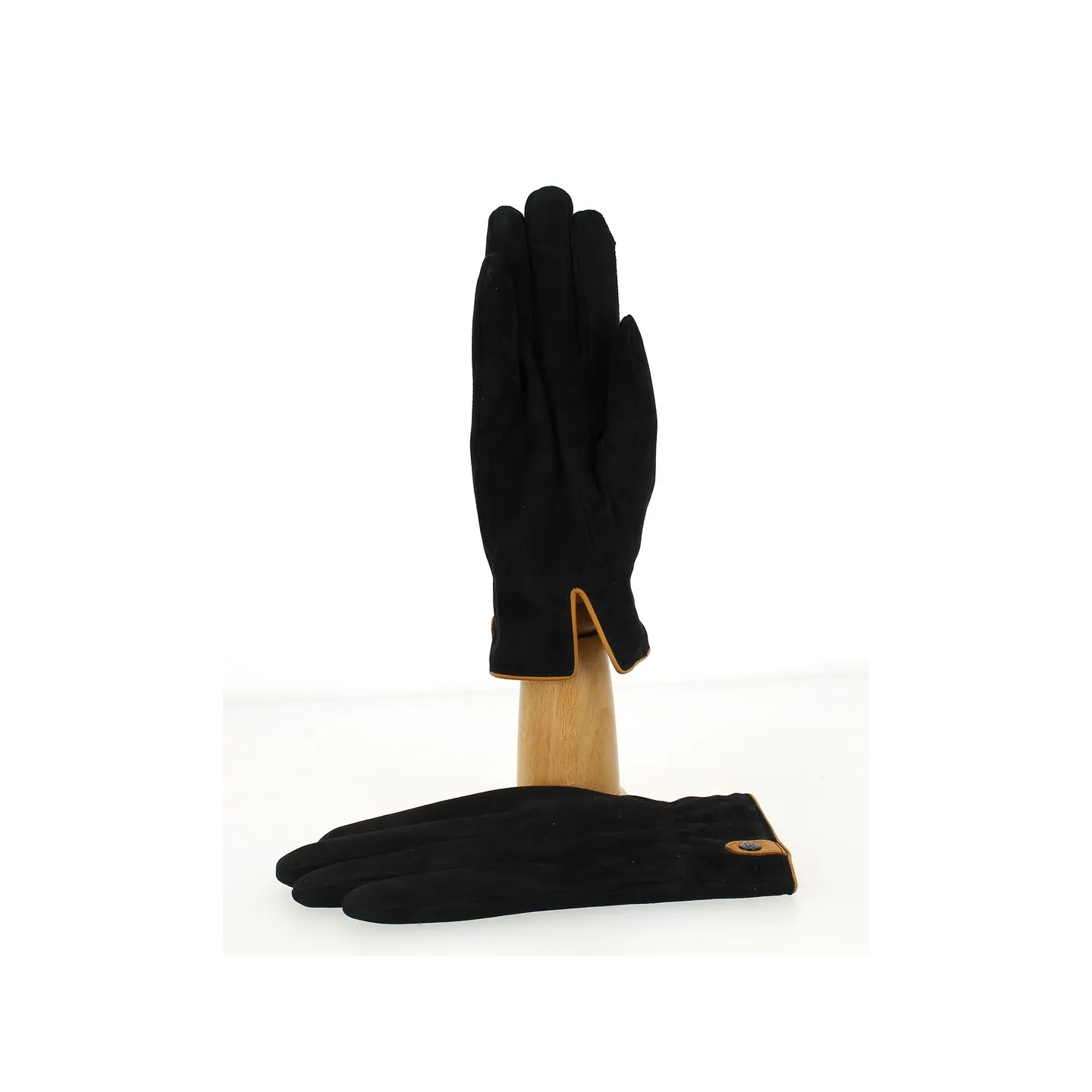 Gants Homme Cuir Velours & Laine Noir- Traclet  Reference : 9855 | Chapellerie Traclet