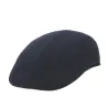 Navy Blue Wool Stripe Domed Cap - Traclet Reference: 9863 | Chapellerie Traclet