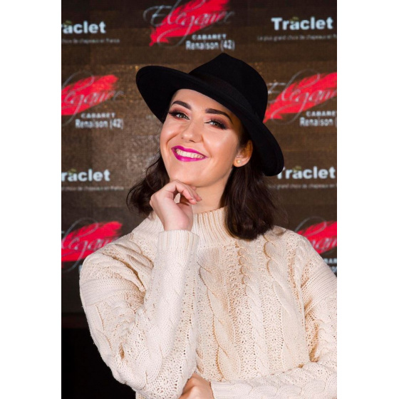 Elegance cabaret hat - Fedora hat Felt Wool Black Waterproof - Traclet