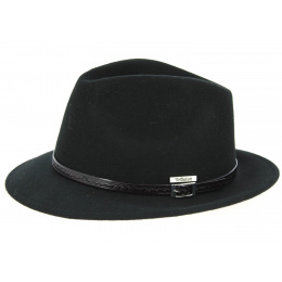 Rambouillet Black Wool Felt Trilby Hat - Traclet