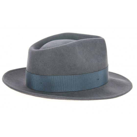 Gray Wool Felt Fedora Hat Malaga - Traclet