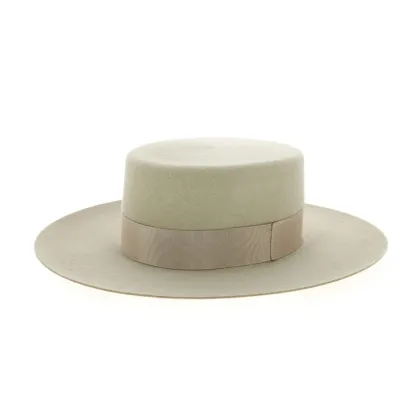 Cordobes/Boater Vanilla Wool Felt Hat - Traclet Reference: 9872 | Traclet Hat Shop