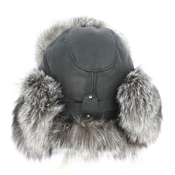 Verona Leather & Fox Fur Ushanka Hat - Traclet Verona Leather & Fox Fur Ushanka Hat - Traclet