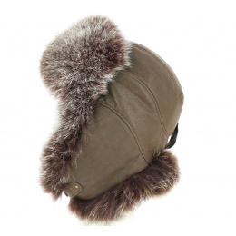 Verona Leather & Brown Fox Ushanka / Trapper Hat - Traclet