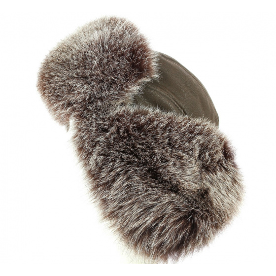 Verona Leather & Brown Fox Ushanka / Trapper Hat - Traclet