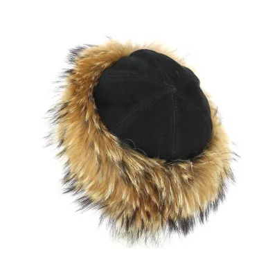 Toque Femme Fourrure & Cuir Noire- Traclet  Reference : 2465 | Chapellerie Traclet