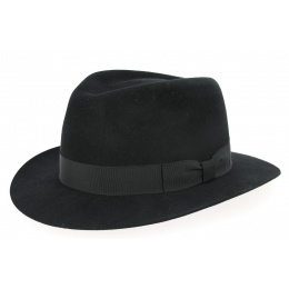Brisbane Fedora Hat in Black Shaved Fur Felt - Crambes