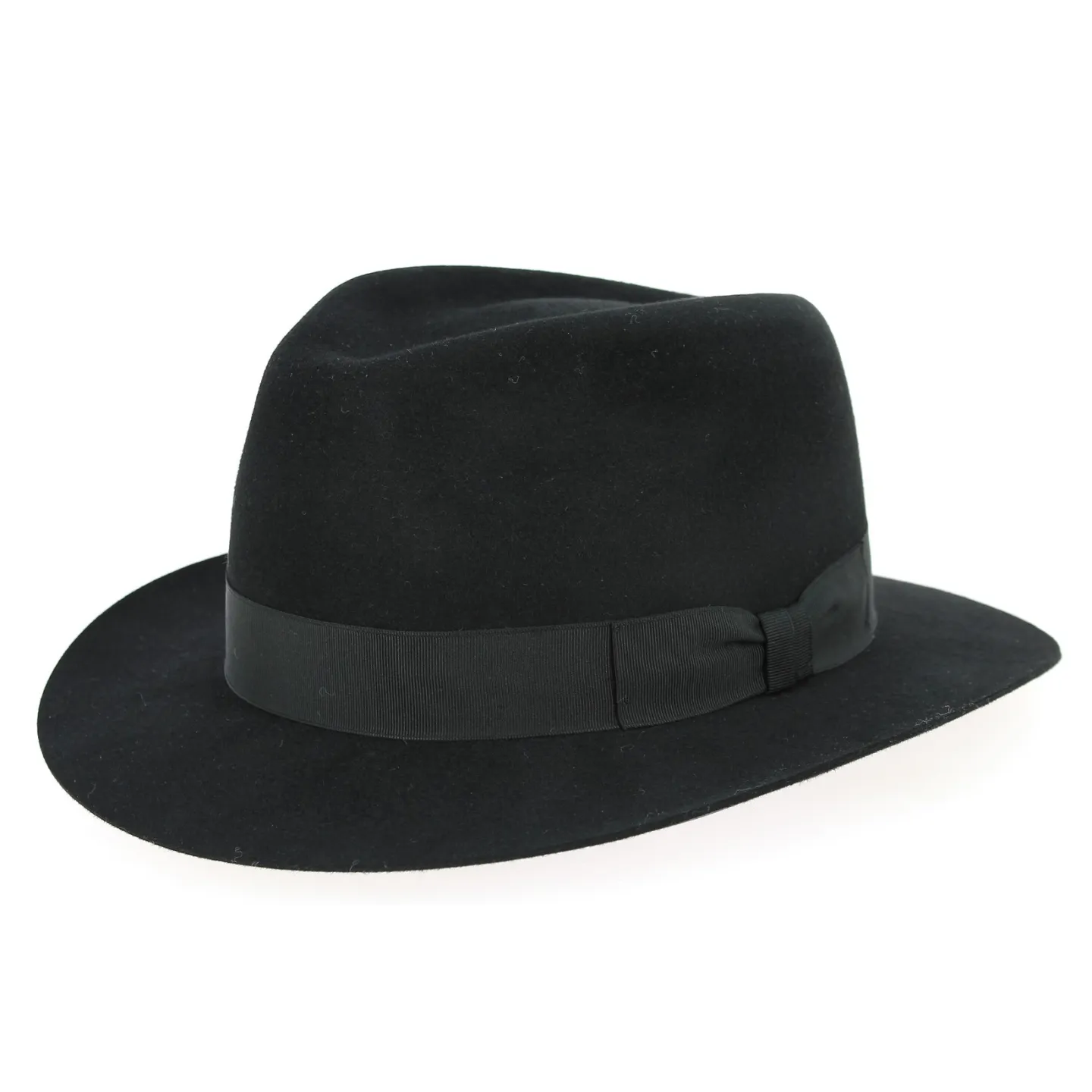 Brisbane Black Shaved Fur Felt Fedora Hat - Crambes Reference: 528 | Traclet Hat Shop