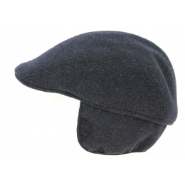 Rounded Cap with Ear Flaps Brighton Wool Anthracite - Crambes