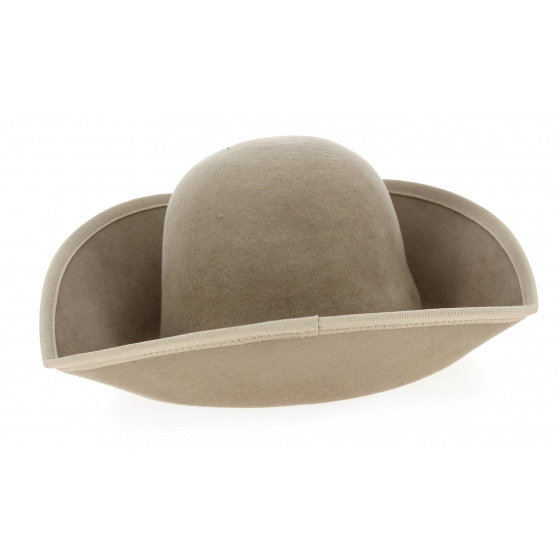 Large Beige Wool Felt Tricorn - Traclet