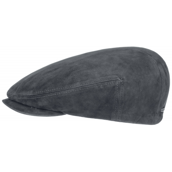 Dark Grey Leather Flat Cap - Stetson