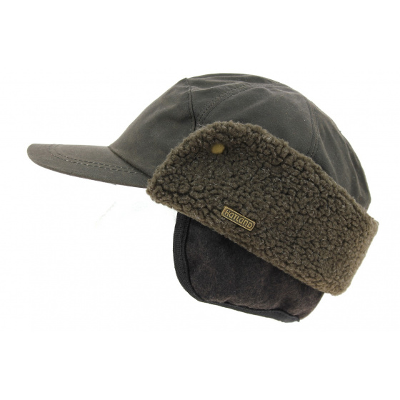 Brown Waxed Cotton Timber Cap with Ear Flaps UPF50+ - Hatland Brown Waxed Cotton Timber Cap with Ear Flaps UPF50+ - Hatland