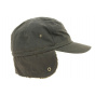 Brown Waxed Cotton Timber Cap with Ear Flaps UPF50+ - Hatland