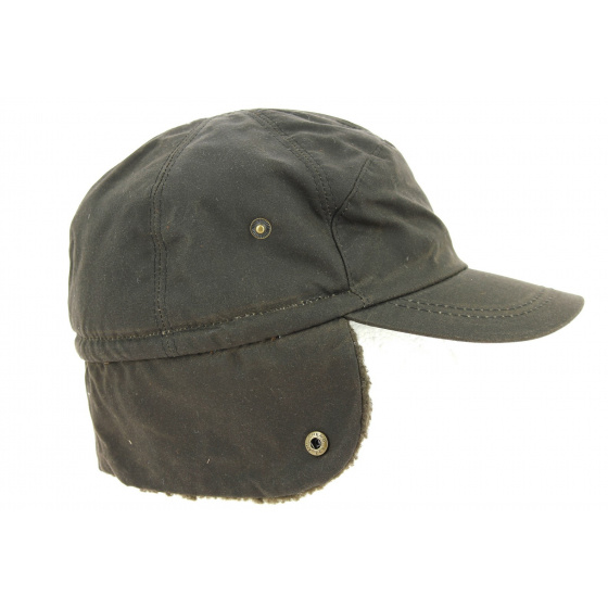 Brown Waxed Cotton Timber Cap with Ear Flaps UPF50+ - Hatland Brown Waxed Cotton Timber Cap with Ear Flaps UPF50+ - Hatland