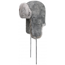 Grey Leather & Rabbit Fur Bomber Ushanka - Stetson