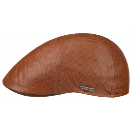 Brown Leather Embossed Texas Duck Bill Cap - Stetson