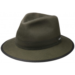 Olive Cotton Herringbone Traveller Hat - Stetson